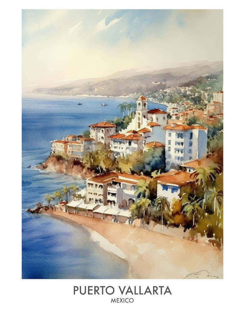 Puerto Vallarta 1 Watercolour Travel Poster