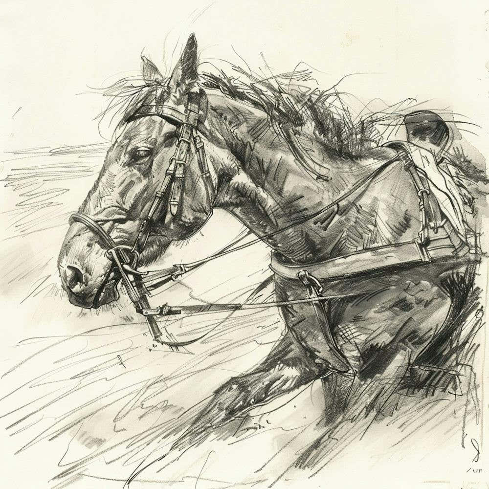 Horse Pulling A Wagon