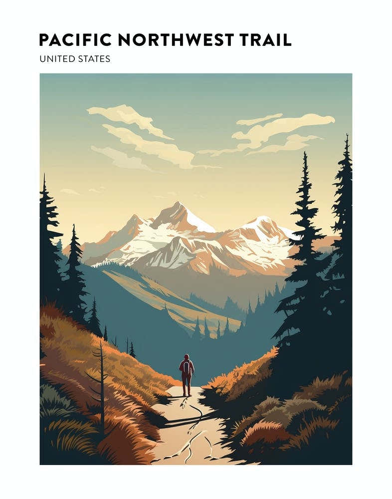 Pacific Northwest Trail Usa 2 Hiking Trail Landscape Poster