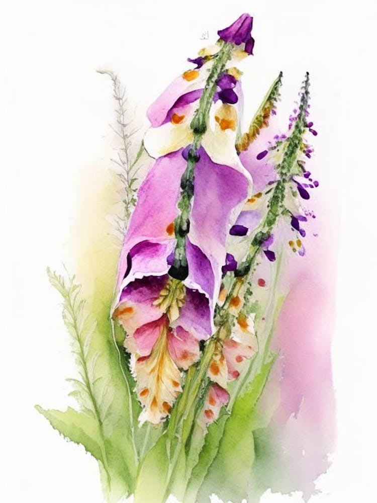 Foxglove Wildflower Watercolour 1