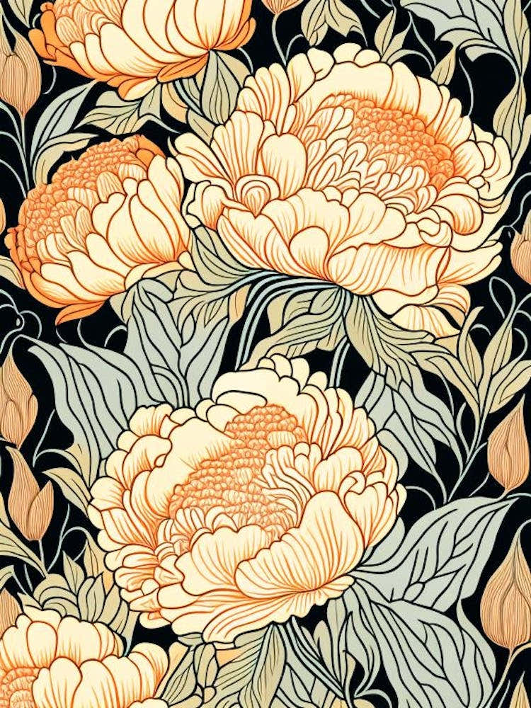 Eden S Perfume Peonies Orange 2 Drawing