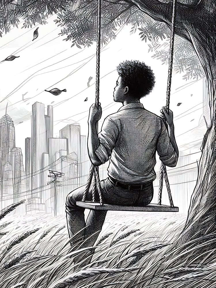 Moody Man on Swing Sketch 5