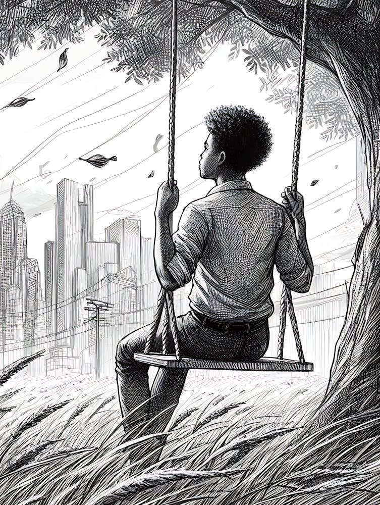 Moody Man on Swing Sketch 5