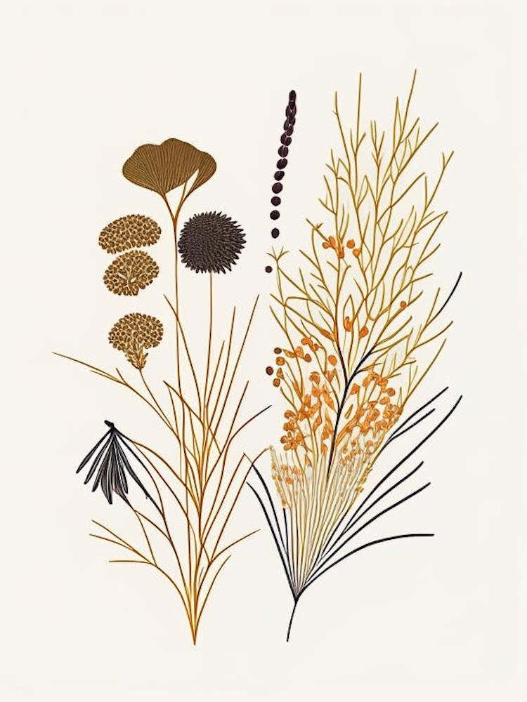 Caraway Seeds Spices And Herbs Minimal Line Drawing 1