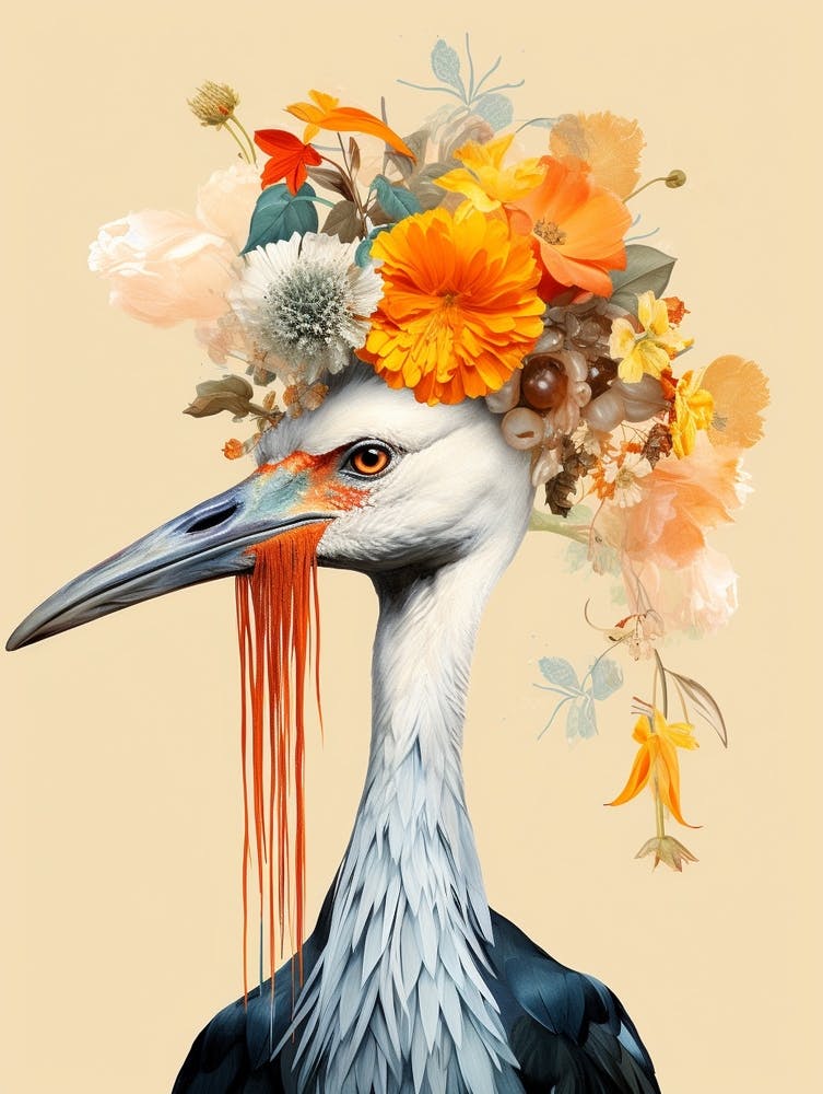 Bird With A Flower Crown Crane 4