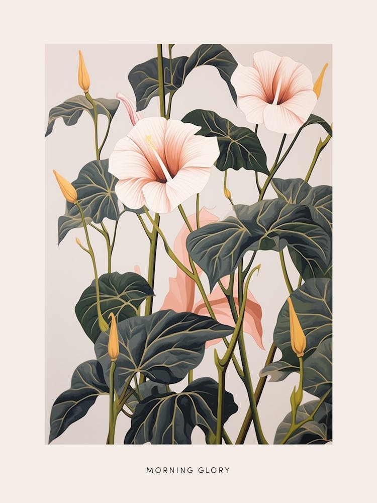 Flower Illustration Morning Glory 4 Poster
