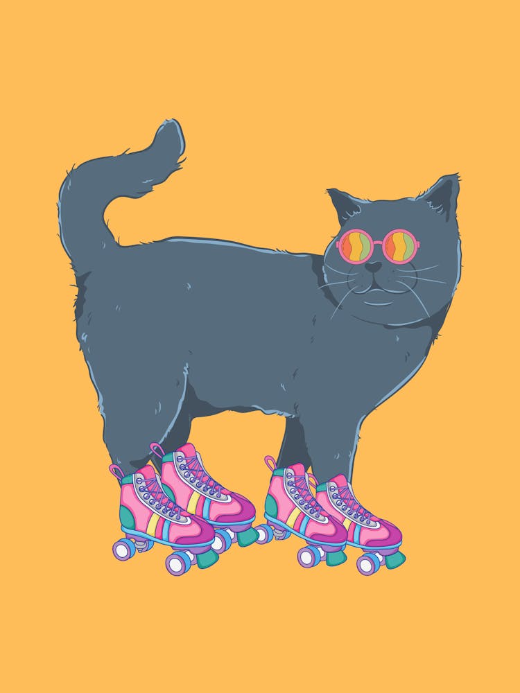 Groovy Cat On Roller Skates