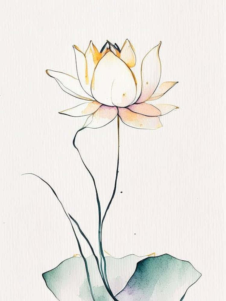 Double Lotus Minimal Watercolour 1