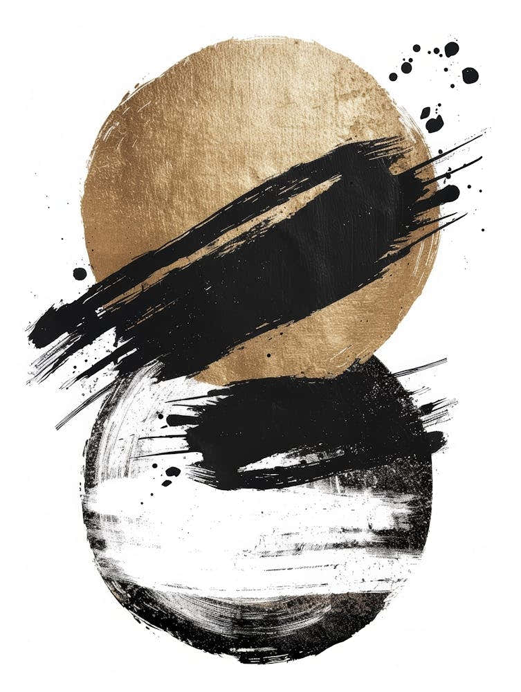 Gold And Black Abstract Painting 80
