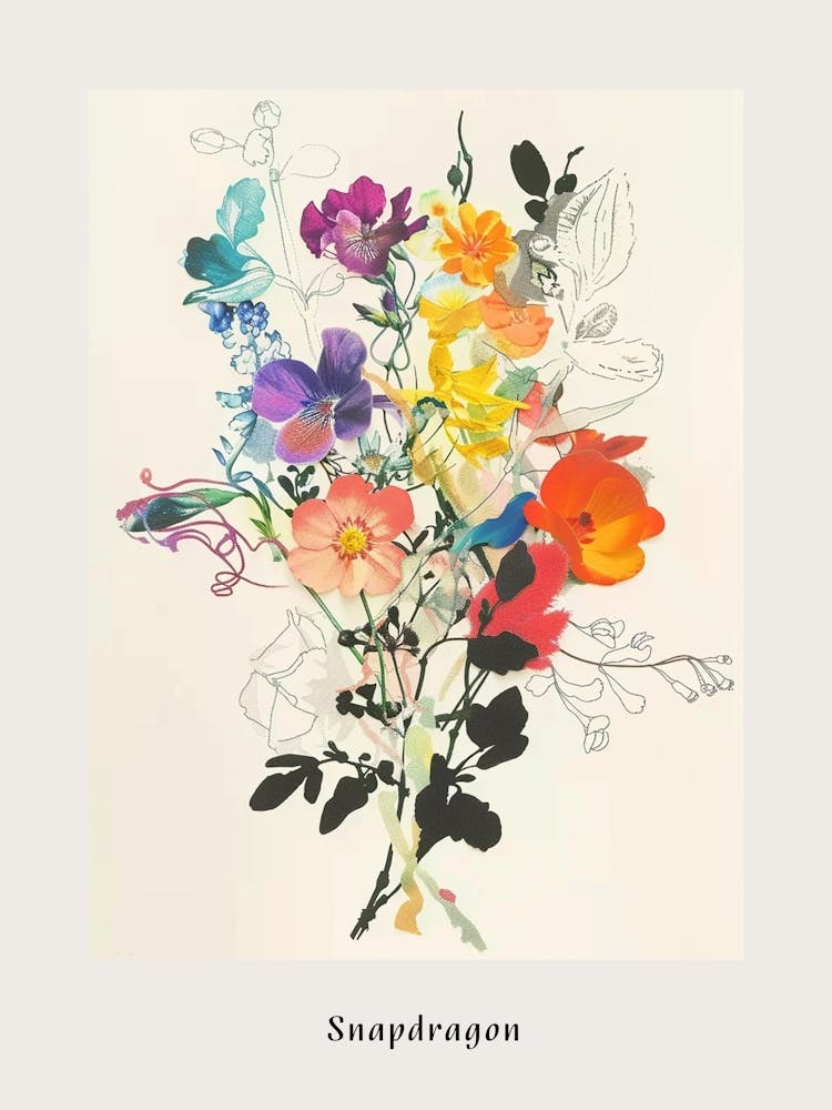 Snapdragon 3 Collage Flower Bouquet Poster