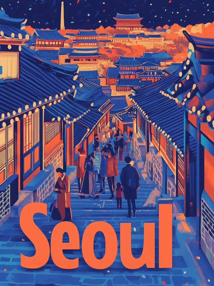 Aihrgdesign A 1970s Inspired Travel Poster For Seoul 4
