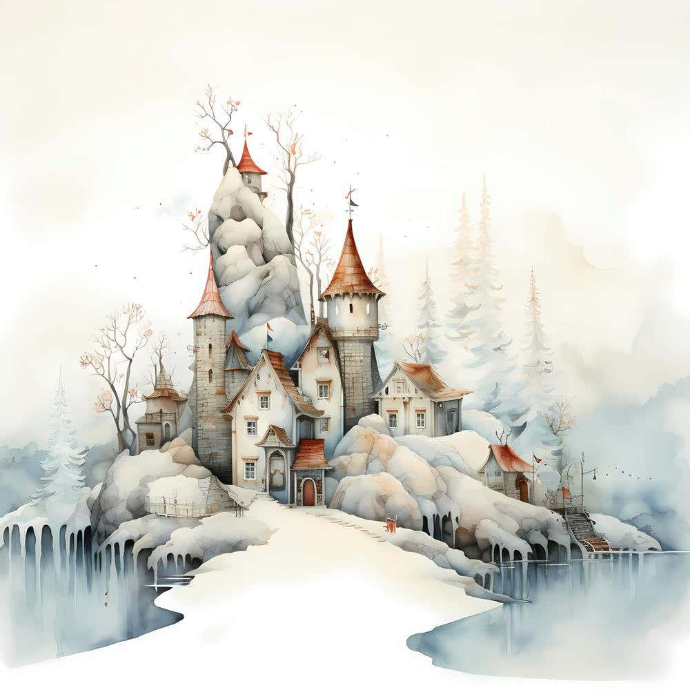 Snowfall Symphony: Ethereal Watercolour Wonderland