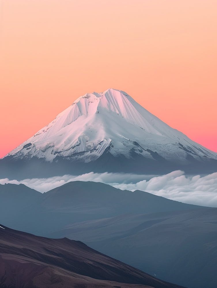 Cotopaxi Ecuador Color Line Drawing (7)