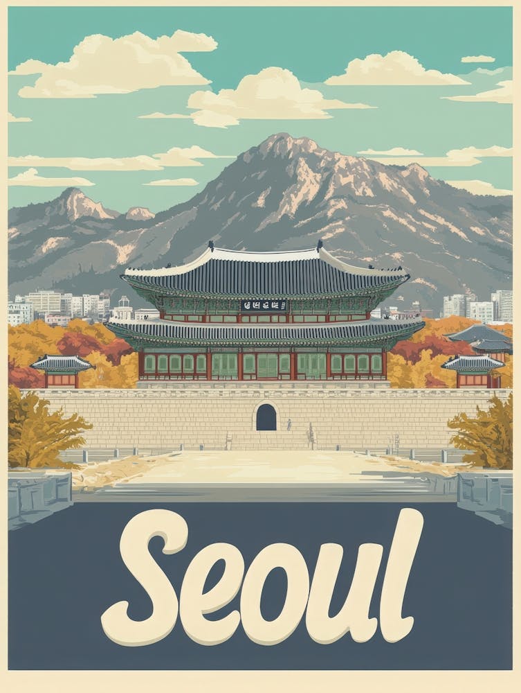 Aihrgdesign A Vintage Travel Poster Of Seoul