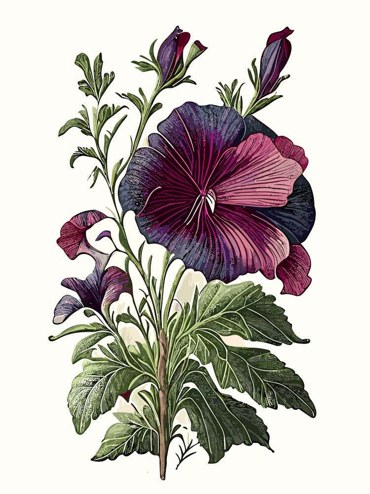 Wild Petunia Wildflower Vintage Botanical 2