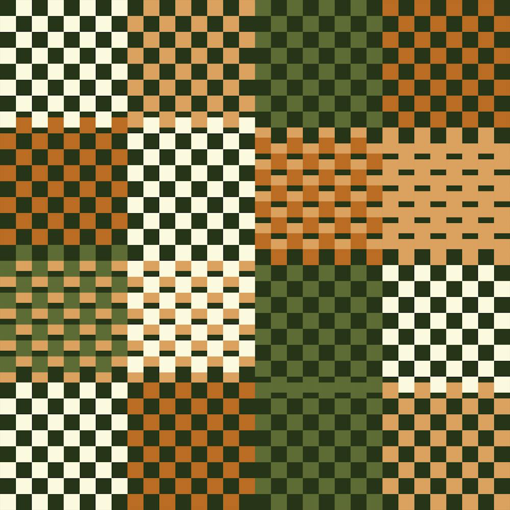 Boho Checkered Pattern Muted Earthy Colors