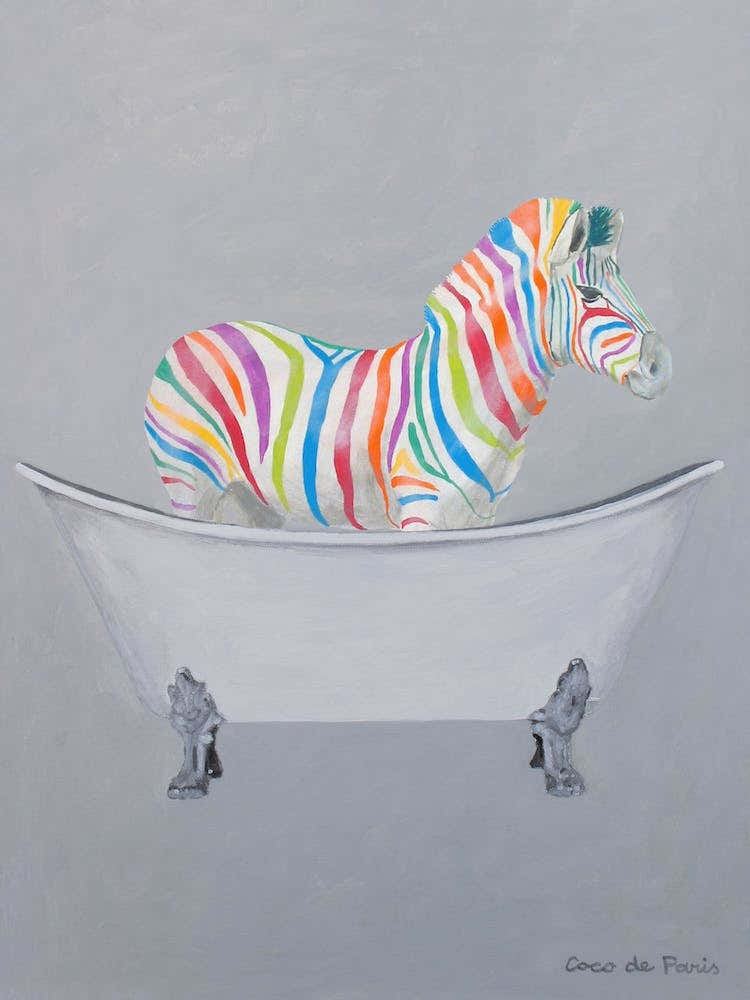 Rainbow Zebra In Bathtub Bathroom Animal