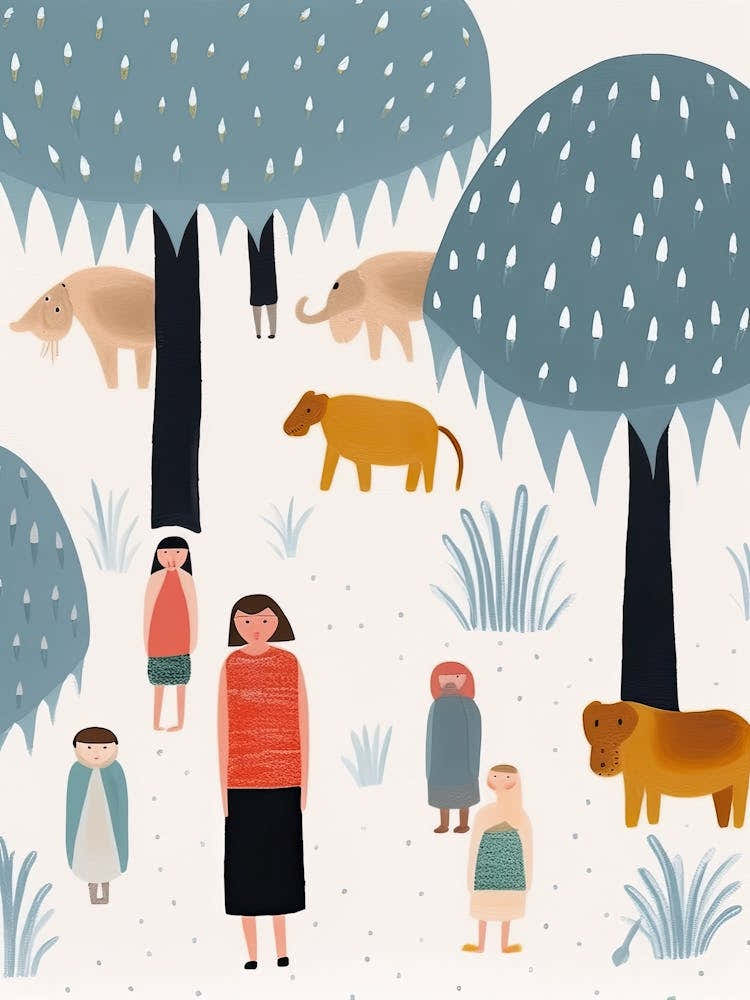 Tiny People At The Zoo Animals And Illustration 4