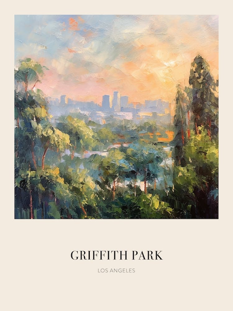 Griffith Park Los Angeles 4 Vintage Cezanne Inspired Poster