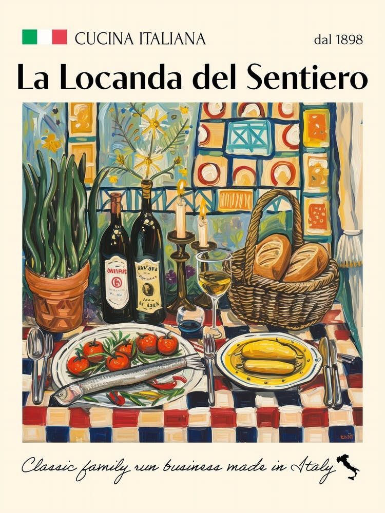 La Locanda Del Sentiero Trattoria Italian Poster Food Kitchen