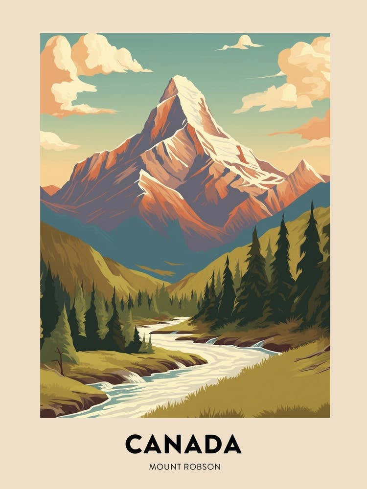 Mount Robson Provincial Park Canada 1 Vintage Hiking Travel Poster