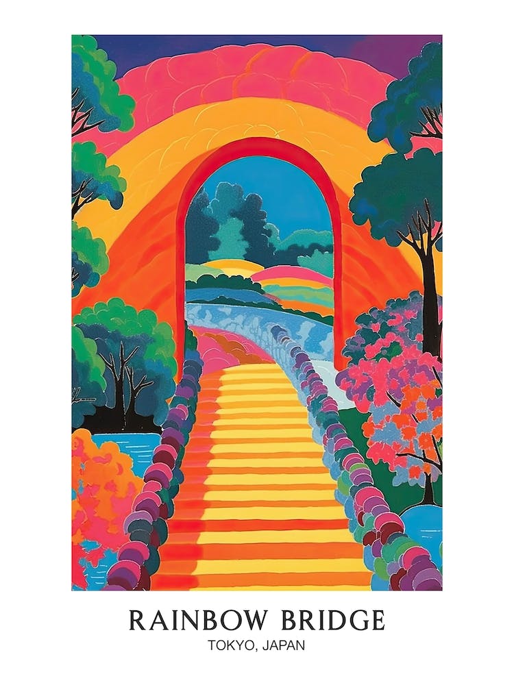 Rainbow Bridge, Tokyo, Japan, Colourful 3
