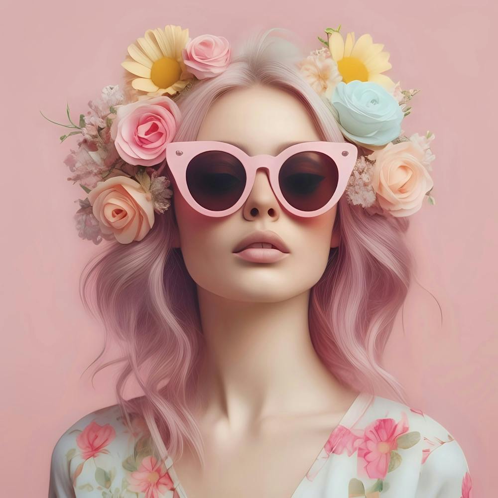 Pink Haired Girl With Flowers