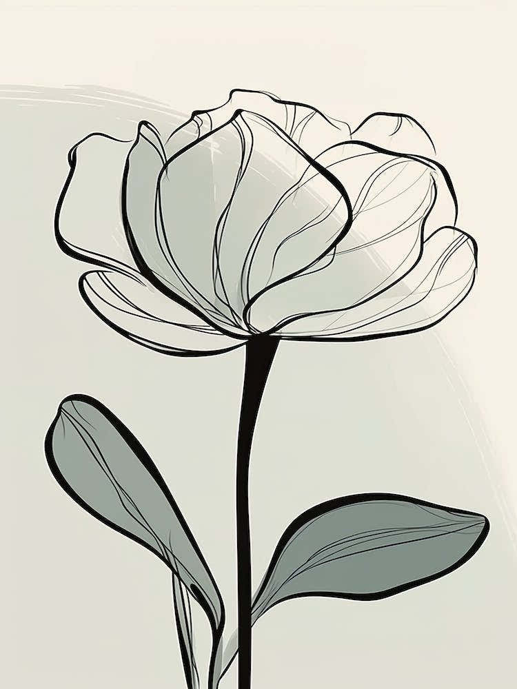 Line Art Tulips Flowers Illustration Neutral 2