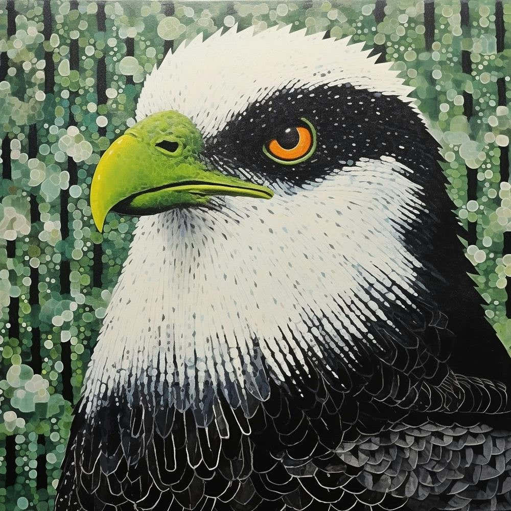 Ohara Koson Inspired Bird Painting Eagle 3 Square