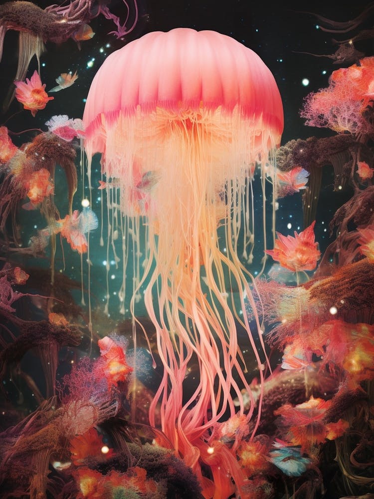 Jellyfish Retro Space Collage 5