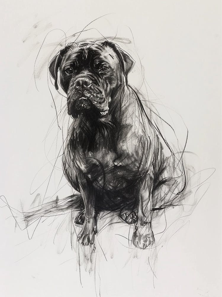 Bullmastiff Dog Charcoal Line 2