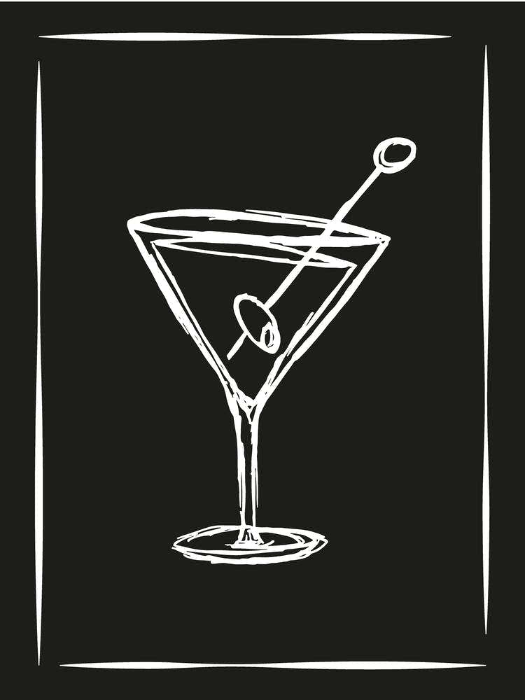 Martini Cocktail Black and White