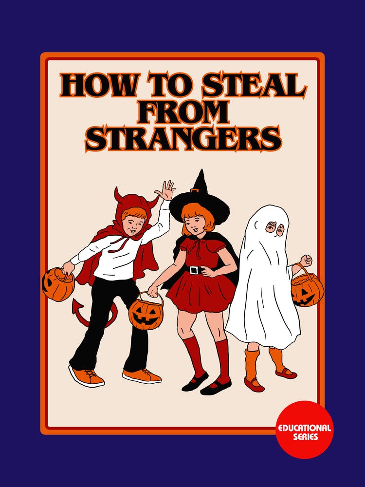 Funny Halloween Print, Children's Book Style Trick or Treat