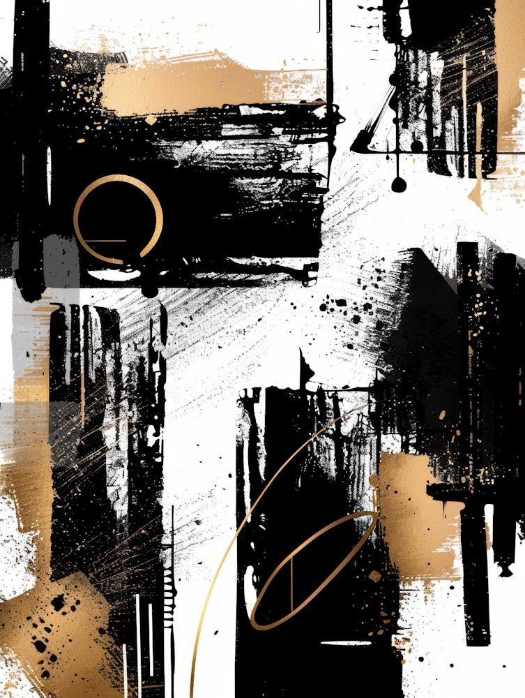 Abstract Black Gold Canvas Print 6