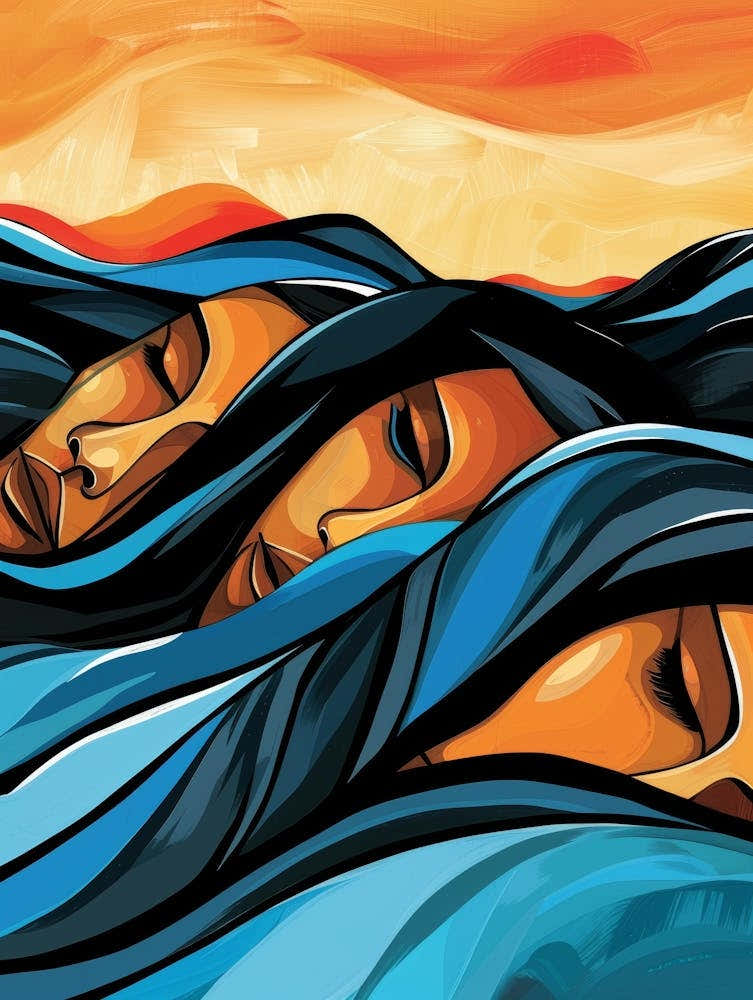 Three Women Sleeping In The Ocean