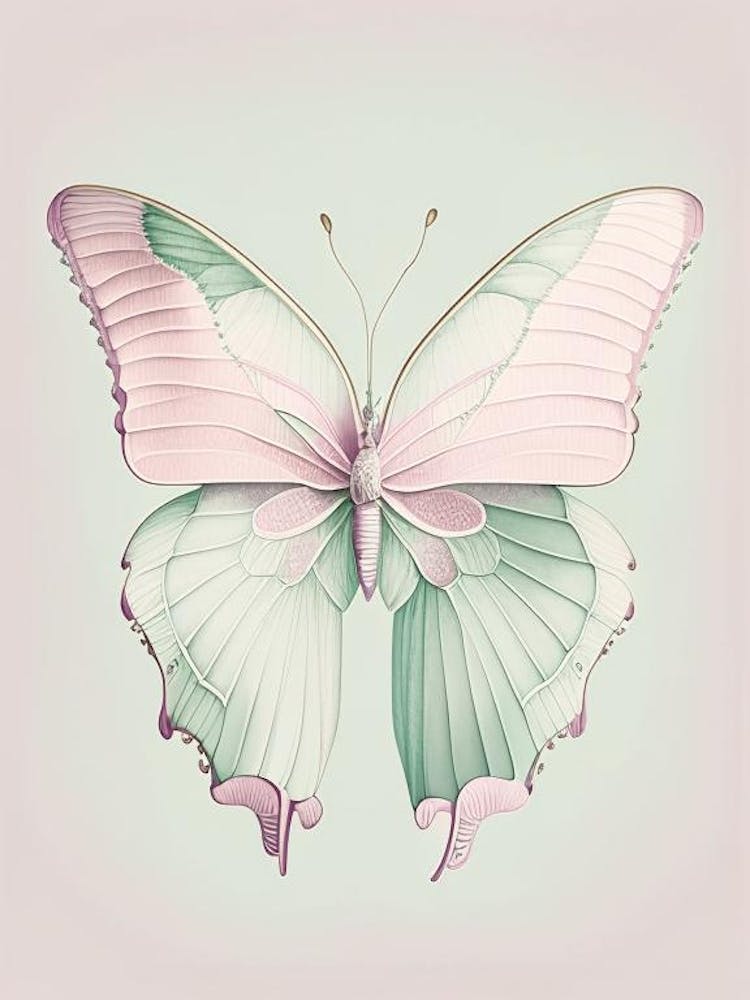 Butterfly Outline Vintage Pastel 1