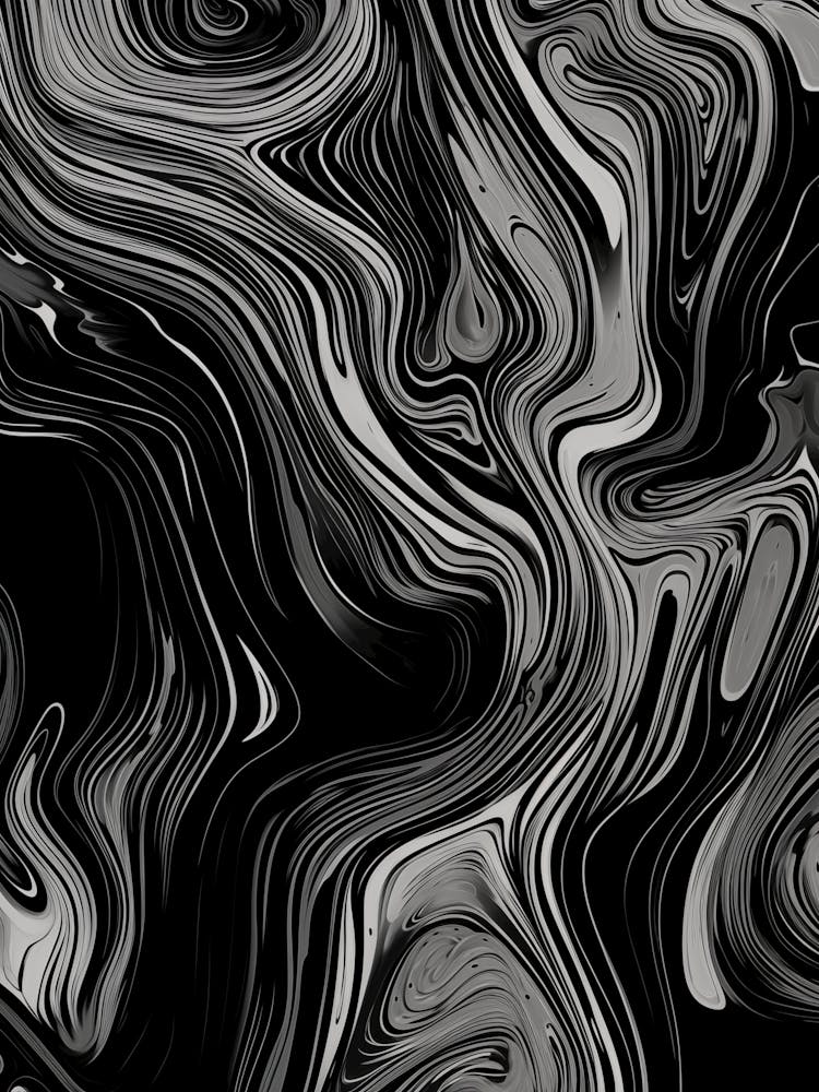 Black absolute. Fluid Looping Acrylic Black Line. livingroom print art
