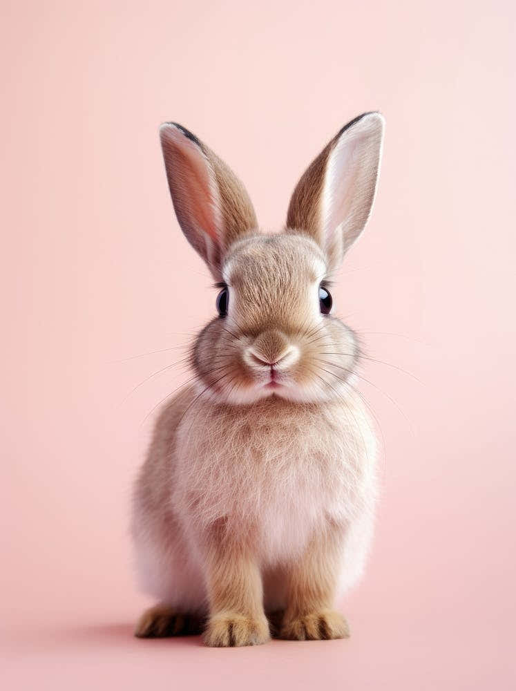 Cute Rabbit On Pink Background 2