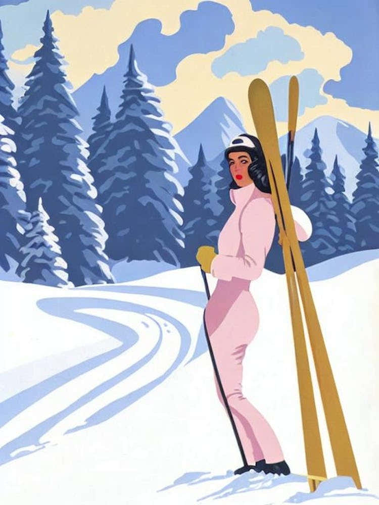 Le Grand Bornand, France Glamour Ski Skiing Poster