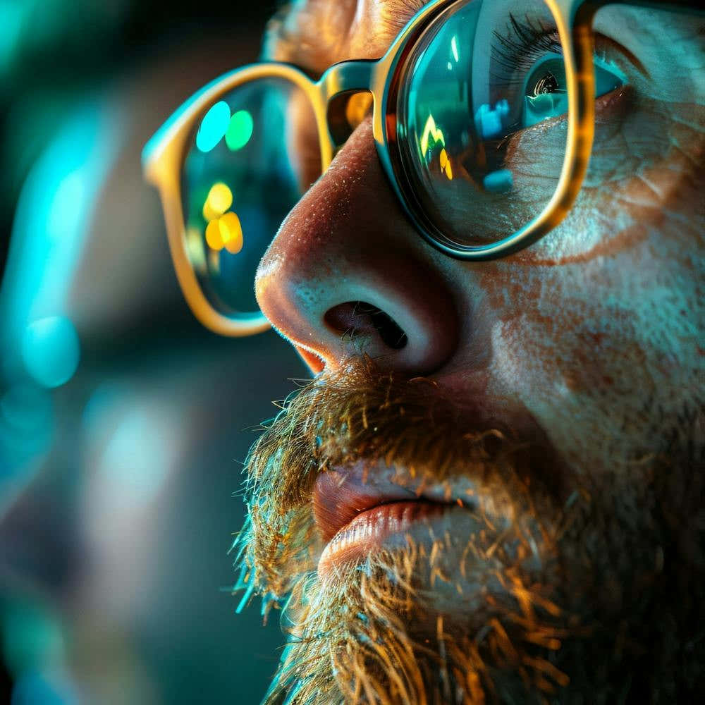Close Up Of A Man With Glasses