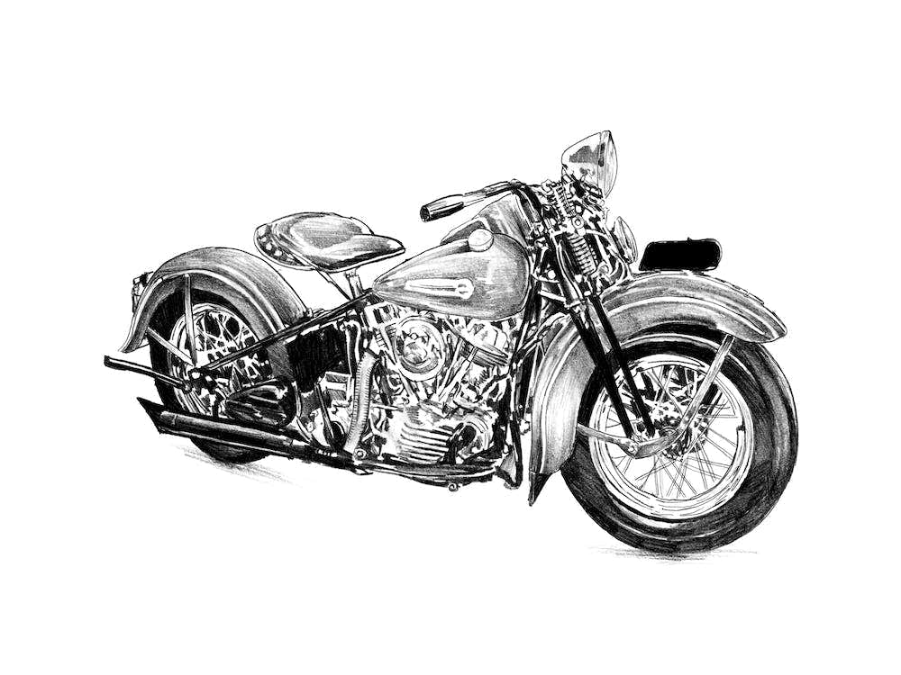 Motorcycle Art Illustration In A Painting Style 08