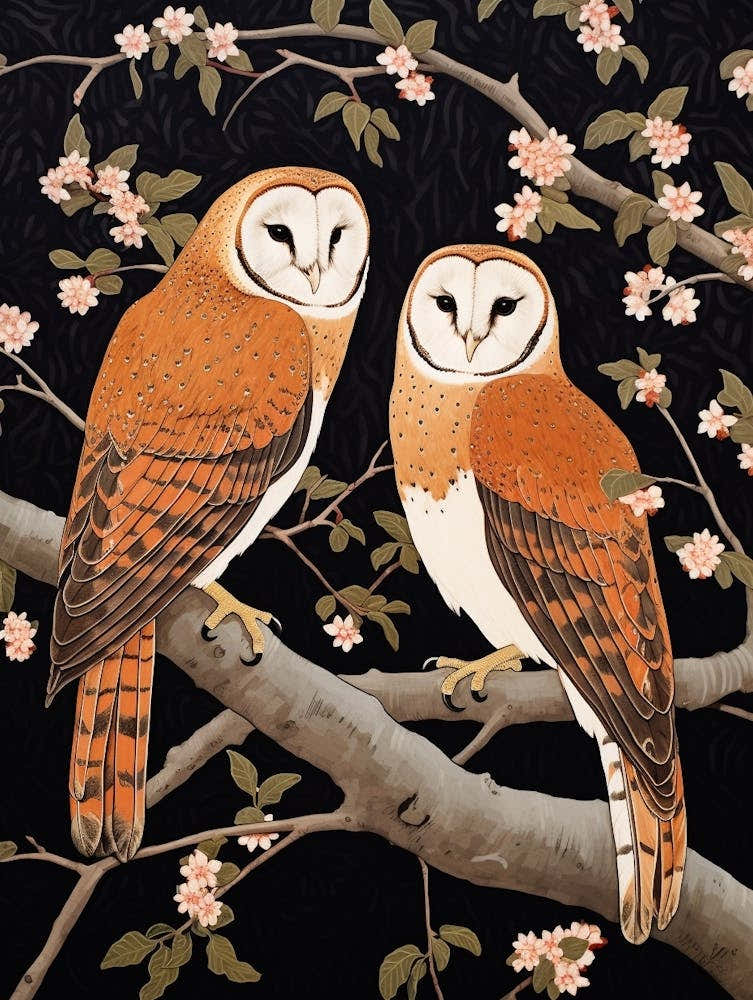 Art Nouveau Birds Poster Barn Owl 3