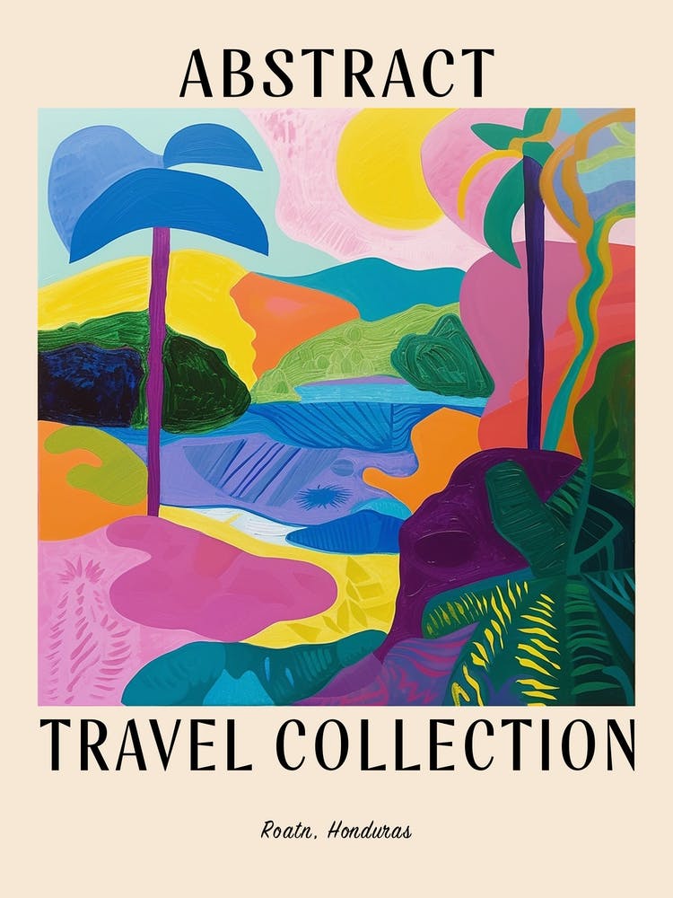 Abstract Travel Collection Poster Roatn Honduras 1