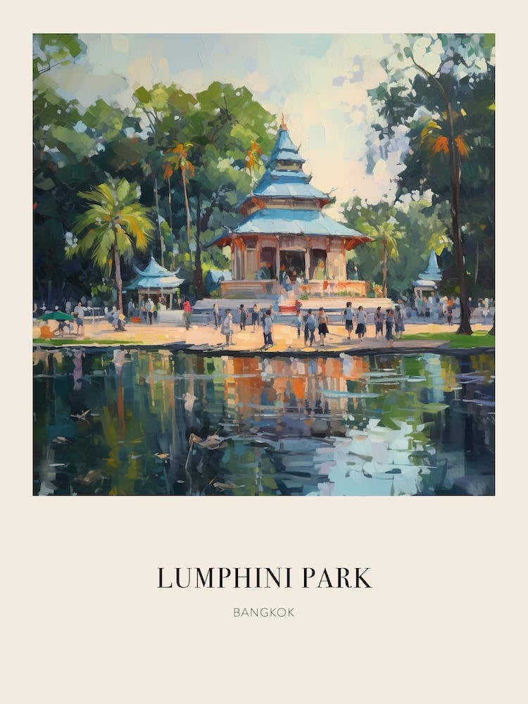 Lumphini Park Bangkok Thailand 2 Vintage Cezanne Inspired Poster