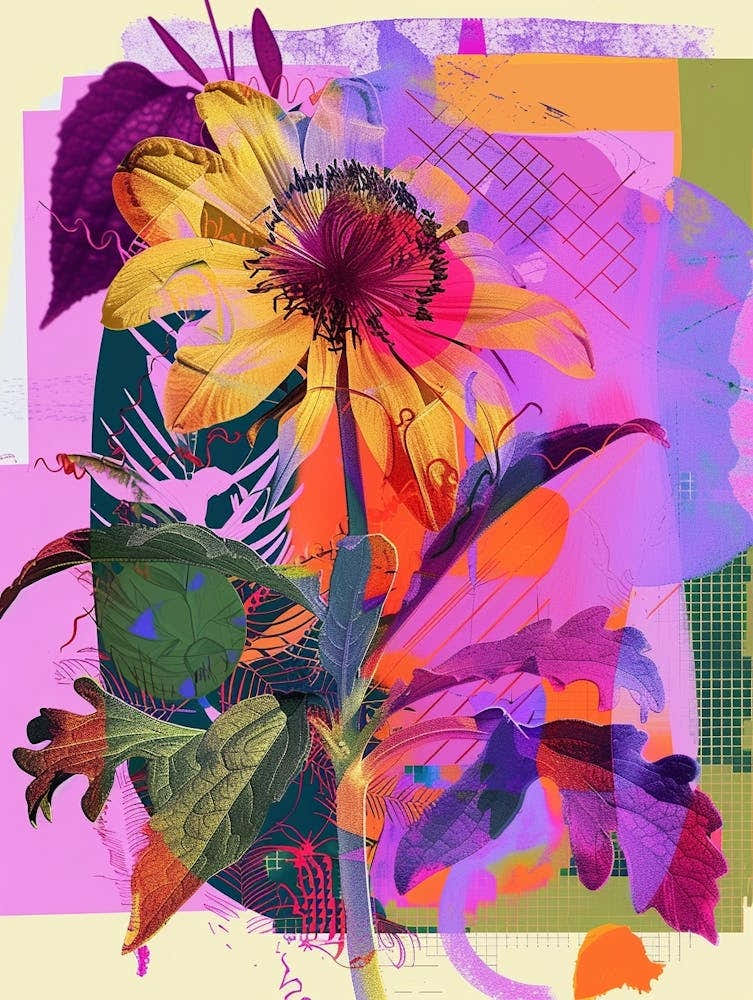 Cineraria 7 Neon Flower Collage