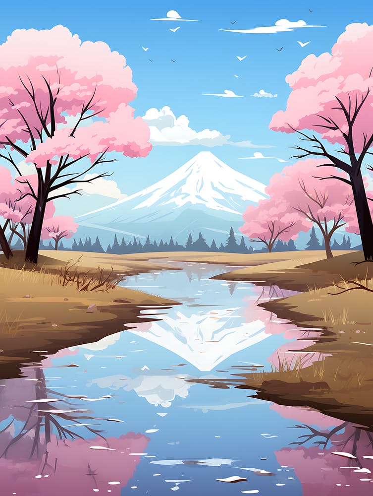 Cherry Blossom Illustration Wall Art
