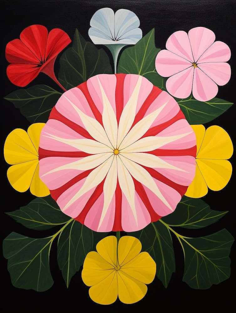 Phlox 2 Hilma Af Klint Inspired Flower Illustration