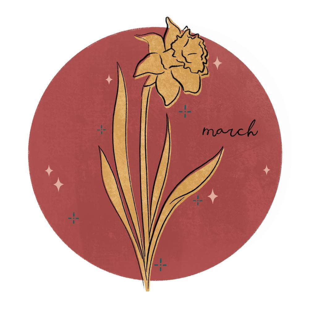 March Birth Flower Square