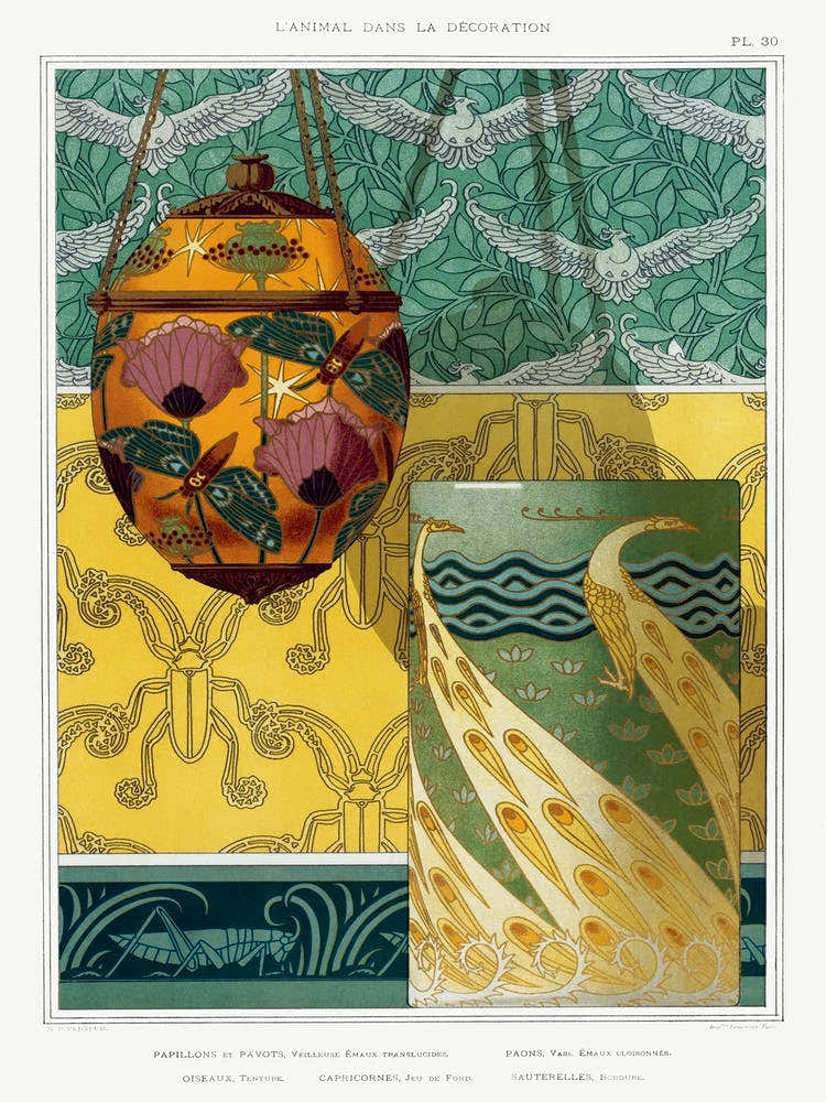 Butterflies And Poppies; Translucent Enamel Night Light, Maurice Pillard Verneuil