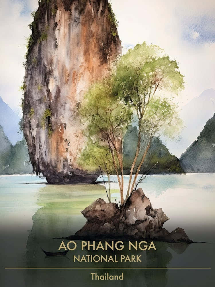 Ao Phang Nga National Park Thailand Watercolour 1